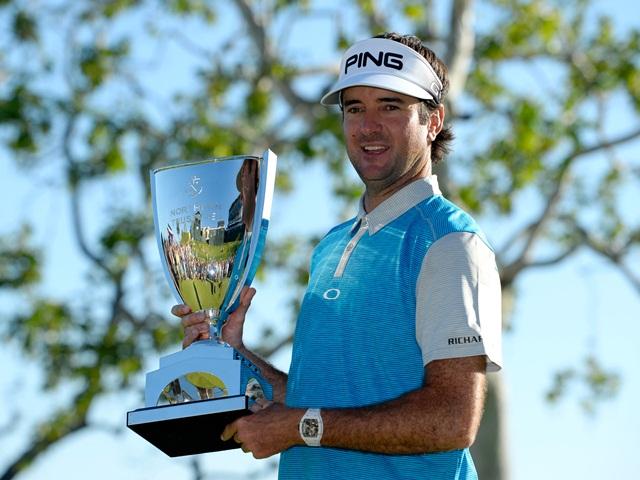 Bubba Watson with his second Northern Trust Open trophy